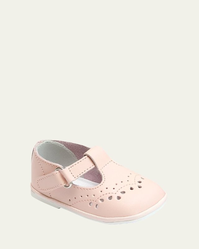 Girl's Birdie Leather T-Strap Brogue Mary Jane,